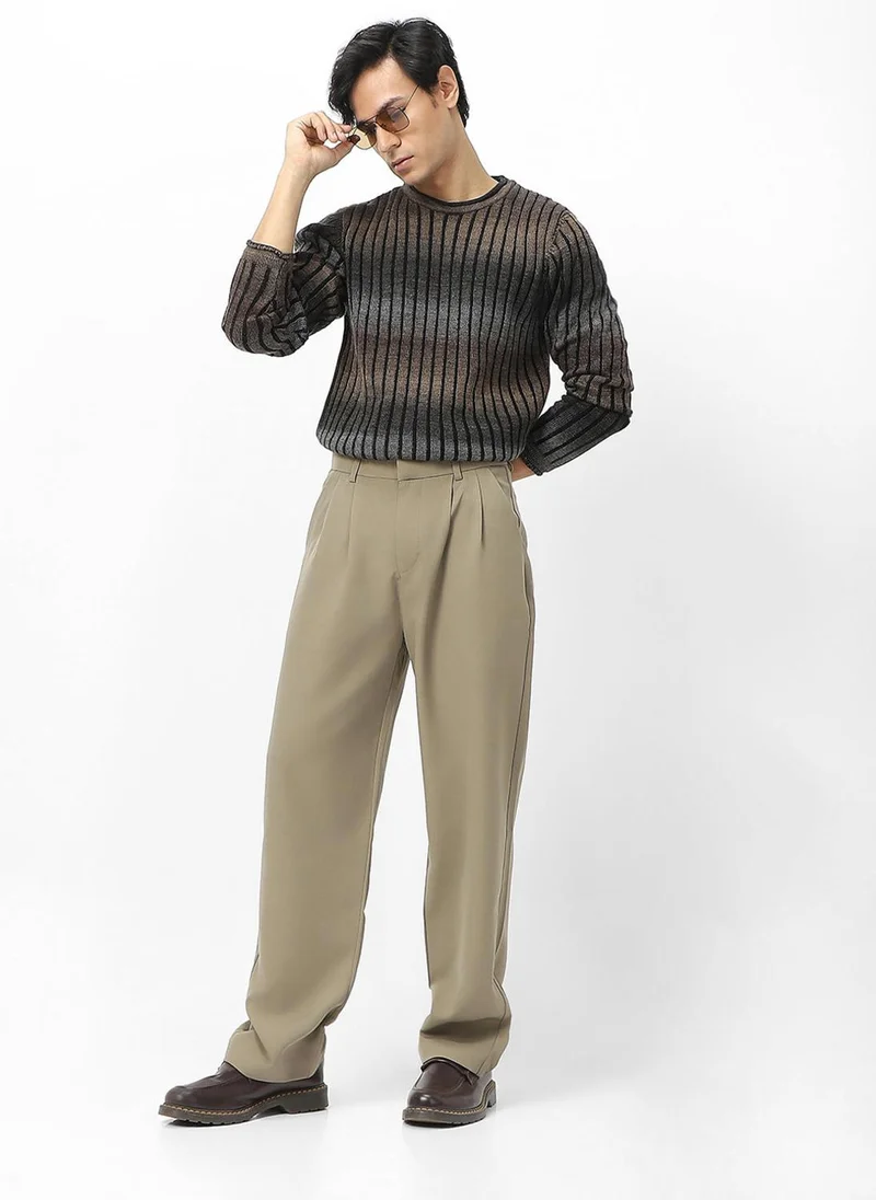 Urbano Fashion  Urbano Fashion Men's Light Olive Loose Baggy Fit Solid Korean Pants Stretchable for Men | Best Price UAE